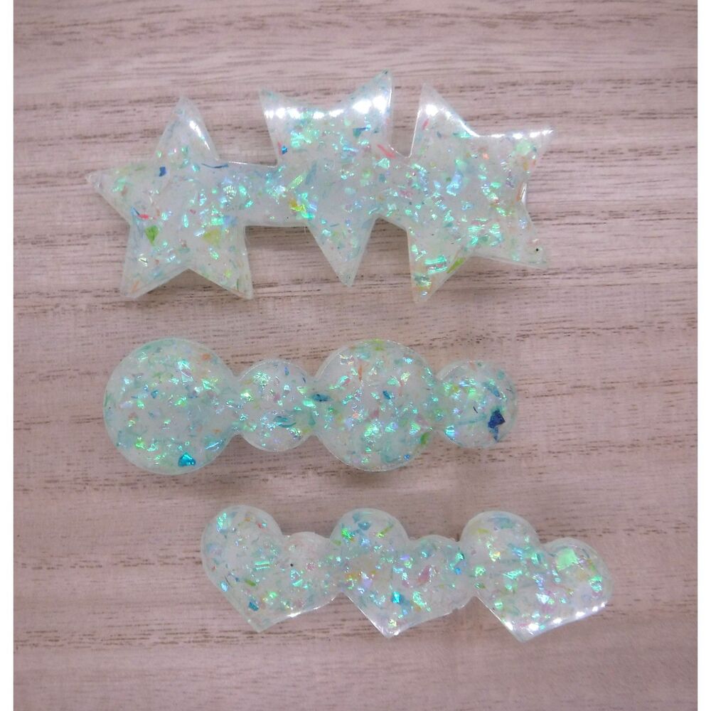 Barrettes Set of 3 Pastel Glitter